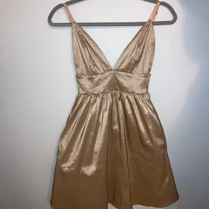 Rose Gold Deep V Neck Dress